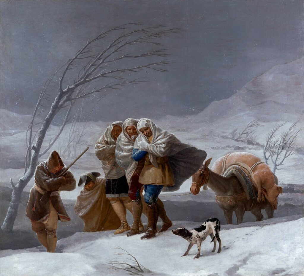 Winter paintings: Francisco Goya, The Snowstorm (Winter), 1786, Museo del Prado, Madrid, Spain.
