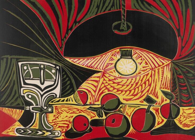 Picasso printmaking: Pablo Picasso, Still Life under the Lamp, 1962, British Museum, London, UK. © Succession Picasso/DACS, London 2024. Detail.
