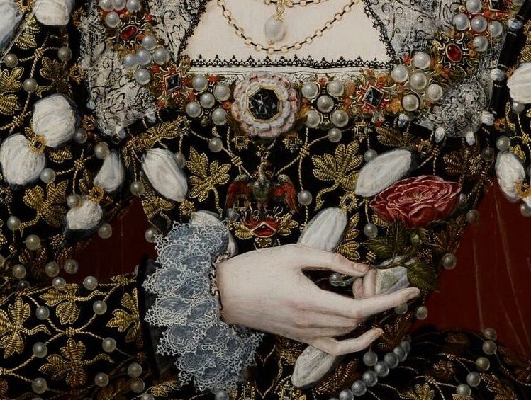 Phoenix Portrait: Nicholas Hilliard (attr.), Queen Elizabeth I (Phoenix Portrait), c. 1575, National Portrait Gallery, London, UK. Detail.
