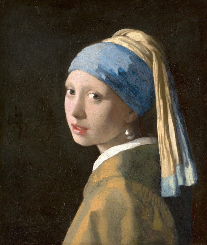 Vermeer Paintings: Johannes Vermeer, Girl with a Pearl Earring, c. 1665, Mauritshuis, The Hague, Netherlands.
