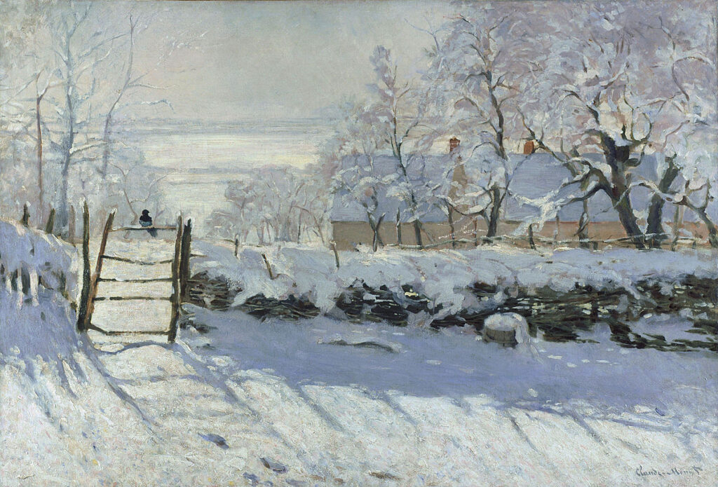 Impressionist winter landscapes: Claude Monet, The Magpie, 1869, Musée d’Orsay, Paris, France.
