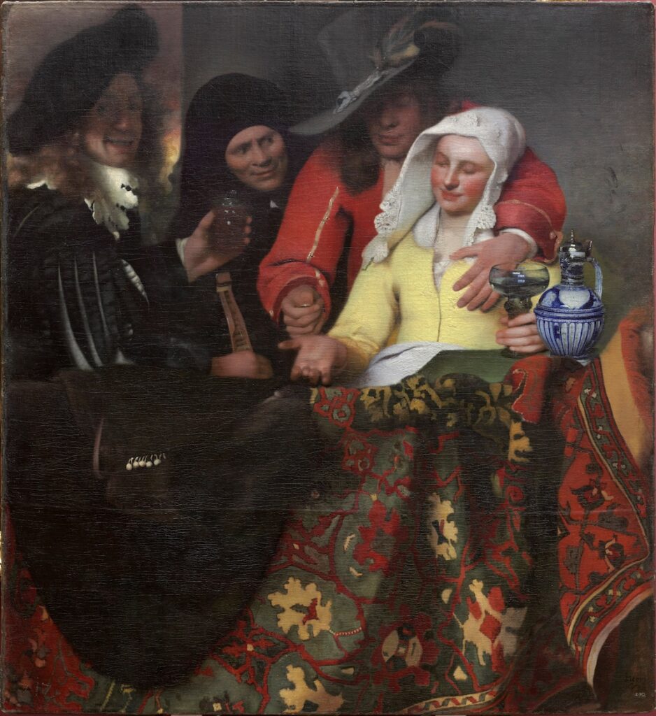 Vermeer Paintings: Johannes Vermeer, The Procuress, 1656, Gemäldegalerie Alte Meister, Dresden, Germany.
