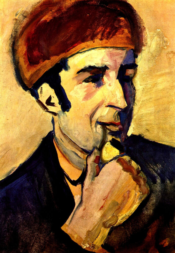 Franz Marc fate of the animals: August Macke, Portrait of Franz Marc, 1910, Neue Nationalgalerie, Berlin, Germany.
