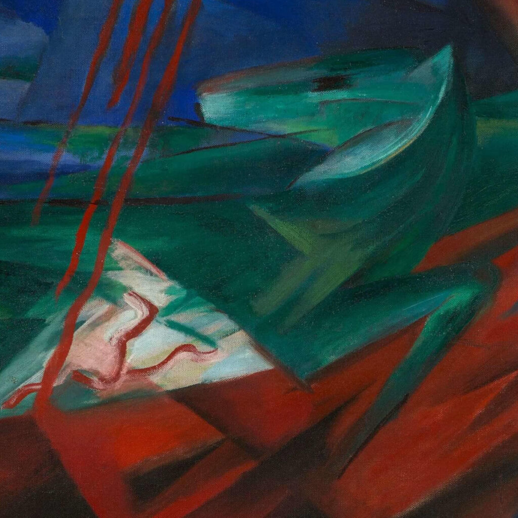 Franz Marc fate of the animals: Franz Marc, Fate of the Animals, 1913, Kunstmuseum Basel, Basel, Switzerland. Detail.
