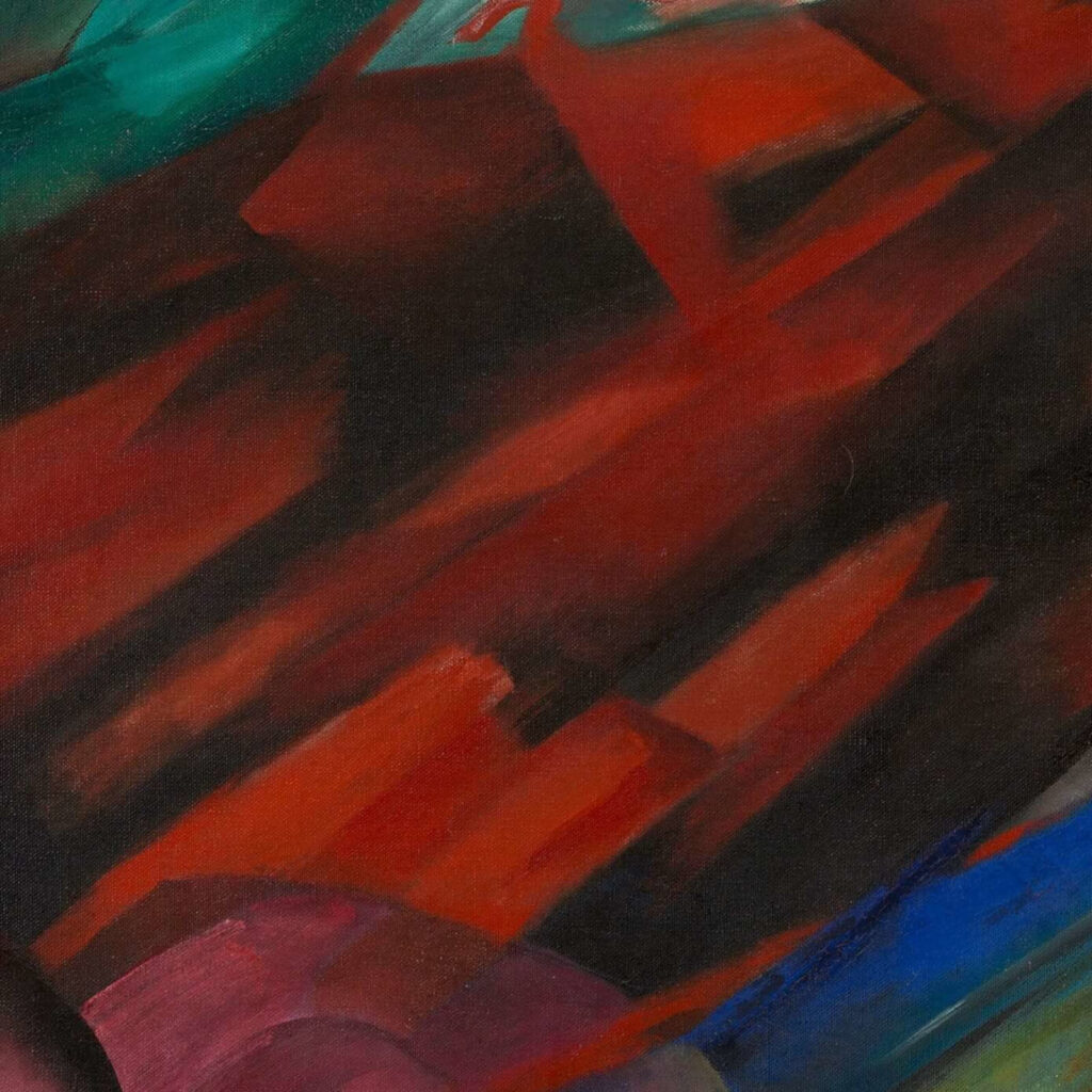 Franz Marc fate of the animals: Franz Marc, Fate of the Animals, 1913, Kunstmuseum Basel, Basel, Switzerland. Detail.
