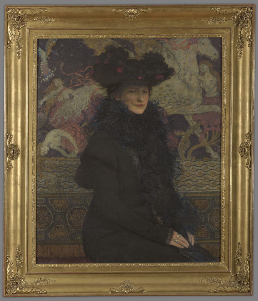 National museum in kraków: Józef Mehoffer, Portrait of Wife with Pegasus in the Background, 1913, oil on canvas, National Museum in Kraków, Kraków, Poland.
