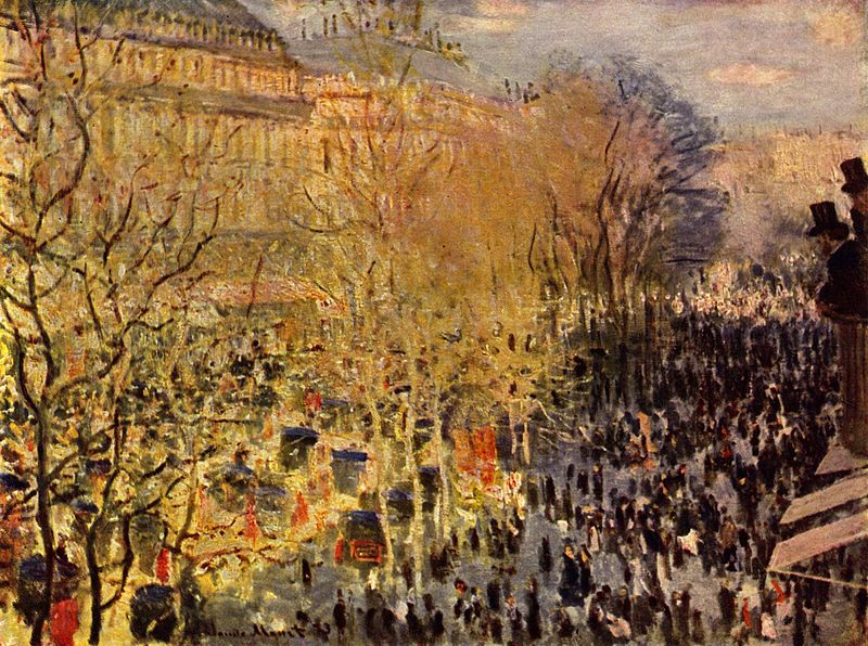 Caillebotte Paris: Claude Monet, Le Boulevard des Capucines, 1873–1874, Pushkin State Museum, Moscow, Russia.
