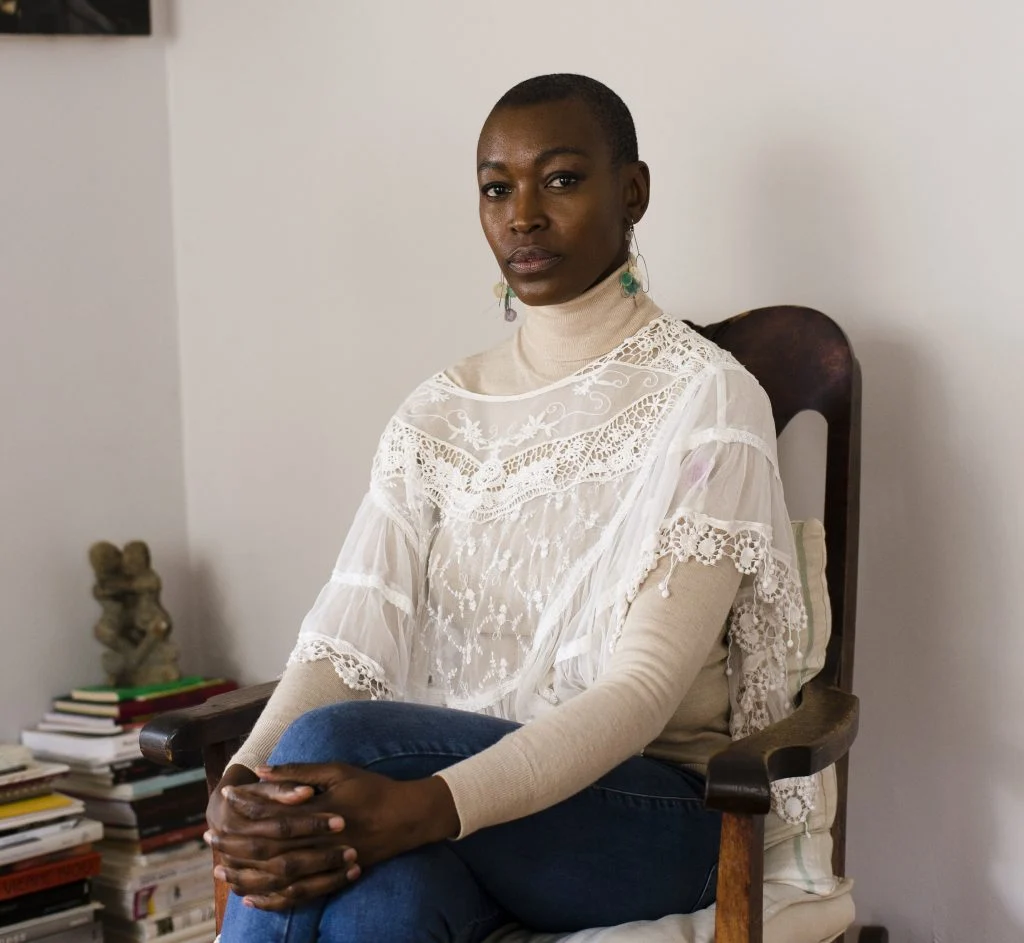 MACAAL: Billie Zangewa in her studio. Photograph by Andrew Berry. Artnet.
