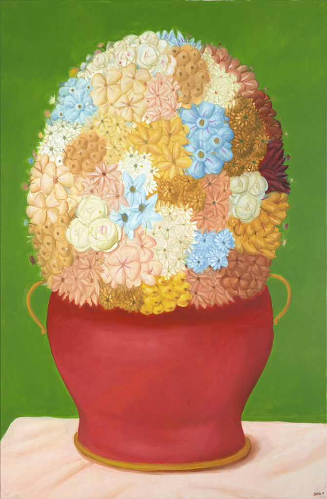 floral still life: Fernando Botero, Flowers, 2018. Communicart.
