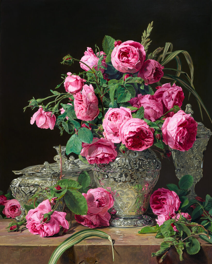 floral still life: Ferdinand Georg Waldmüller, Roses, 1843, Liechtenstein Museum, Vienna, Austria.
