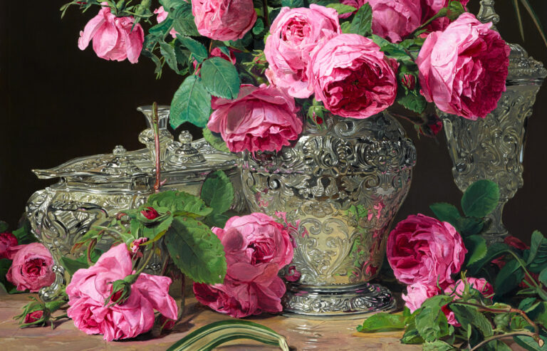 floral still life: Ferdinand Georg Waldmüller, Roses, 1843, Liechtenstein Museum, Vienna, Austria. Detail.
