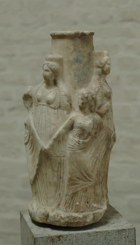 Hecate art: Hekataion with the Three Charites, 3rd century BCE, Staatliche Antikensammlungen, Munich, Germany.
