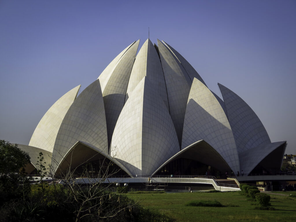 Lotus Temple: The Lotus Temple, 1976–1986, New Delhi, India. Photograph by Weldon Kennedy via Wikimedia Commons (CC-BY-SA-2.0).
