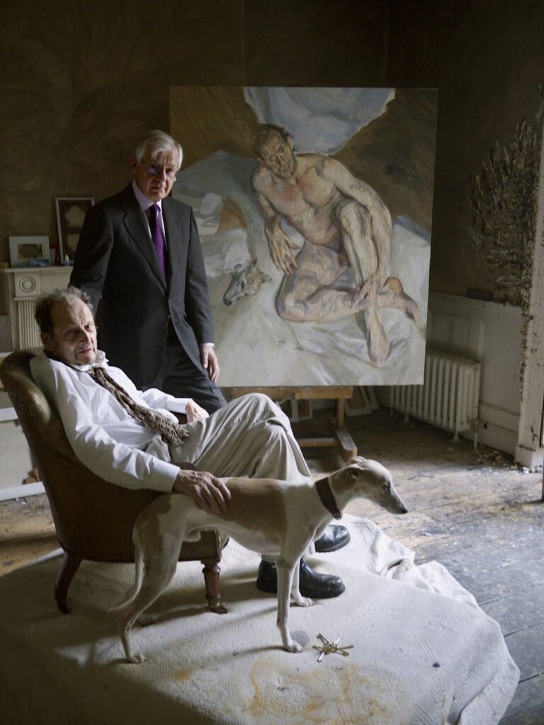 Artists dogs: Artists and Their Dogs: Lucian Freud and William Acquavella with Eli at the artist’s London studio, 2011. Photograph by David Dawson. The Wall Street Journal.
