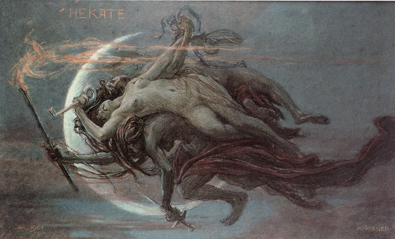 Hecate art: Maximilian Pirner, Hecate, 1901. Wikimedia Commons (public domain).
