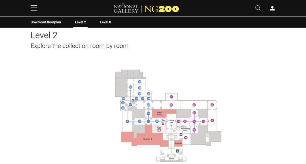 national gallery london: View of the National Gallery website, Floorplan, Level 2. Accessed: 24 January 2025.
