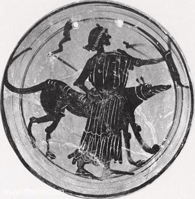 Hecate art: Hekate with two flaming torches and a large dog, c. 7–6th century BCE, Museum der Universität Tübingen, Tübingen, Germany. Wikimedia Commons (public domain).
