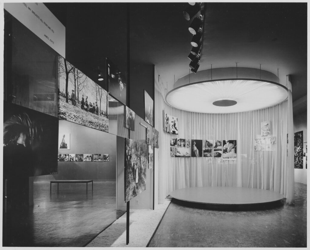 Dorothea Lange Family of Man: Installation view of The Family of Man exhibition, 1955, Museum of Modern Art, New York City, NY, USA. Photograph by Ezra Stoller. Museum’s website.
