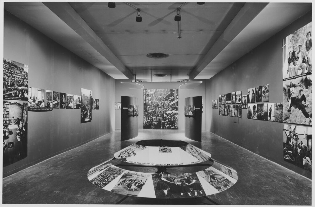 Dorothea Lange Family of Man: Installation view of The Family of Man exhibition, 1955, Museum of Modern Art, New York City, NY, USA. Photograph by Ezra Stoller. Museum’s website.
