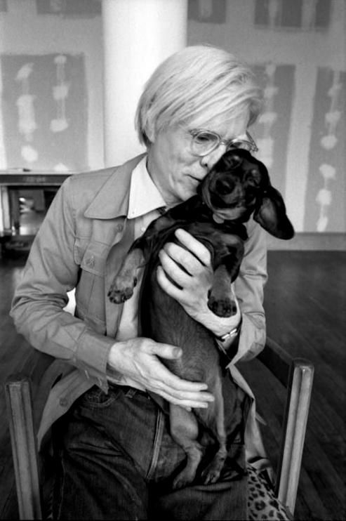 Artists dogs: Artists and Their Dogs: Andy Warhol and Archie at the studio. The Paws.
