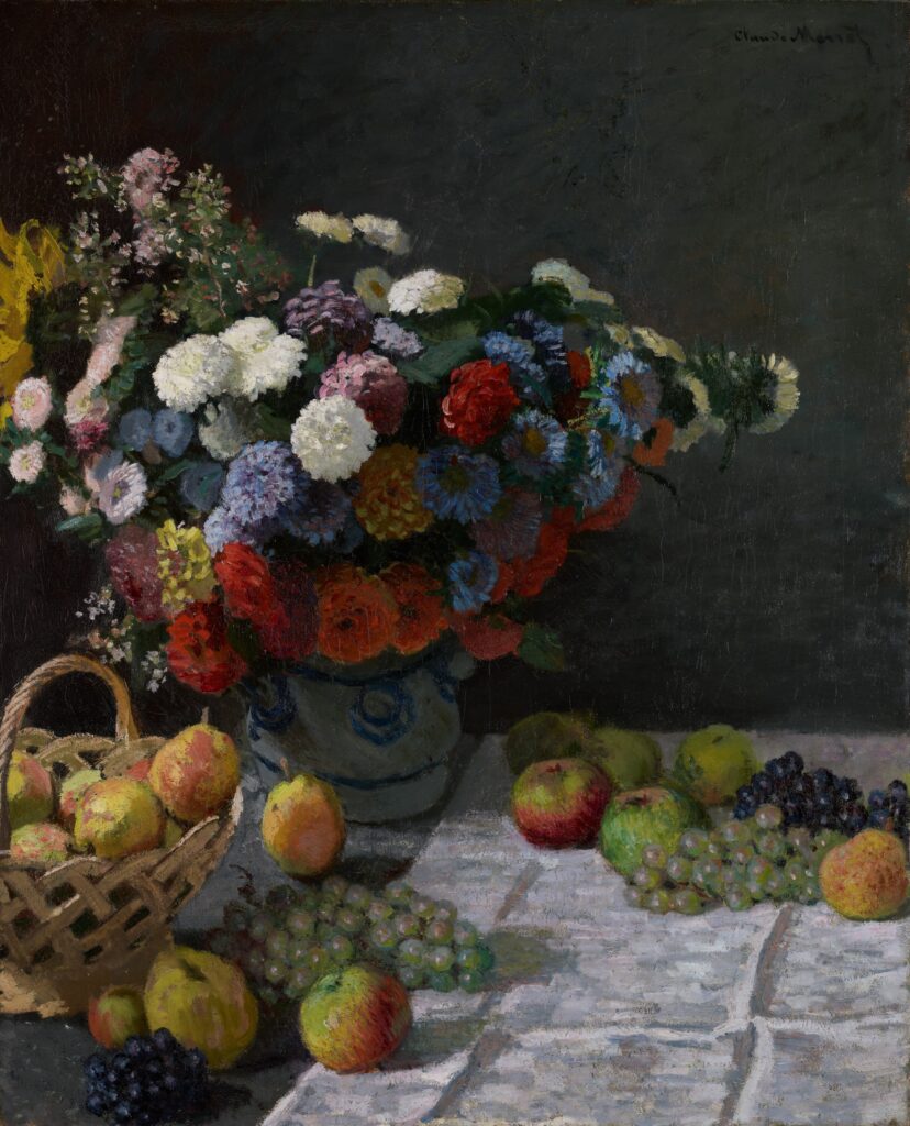 floral still life: Claude Monet, Still Life with Flowers and Fruit, 1869, J. Paul Getty Museum, Los Angeles, CA, USA.
