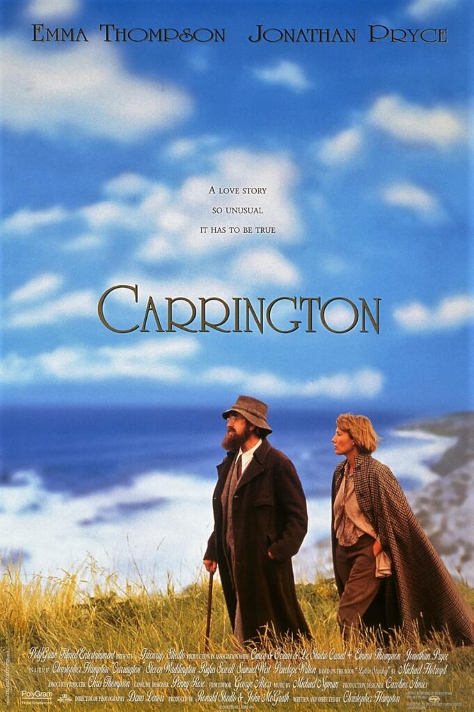 movies about artists: Poster of Carrington, directed by Christopher Hampton, 1995.
