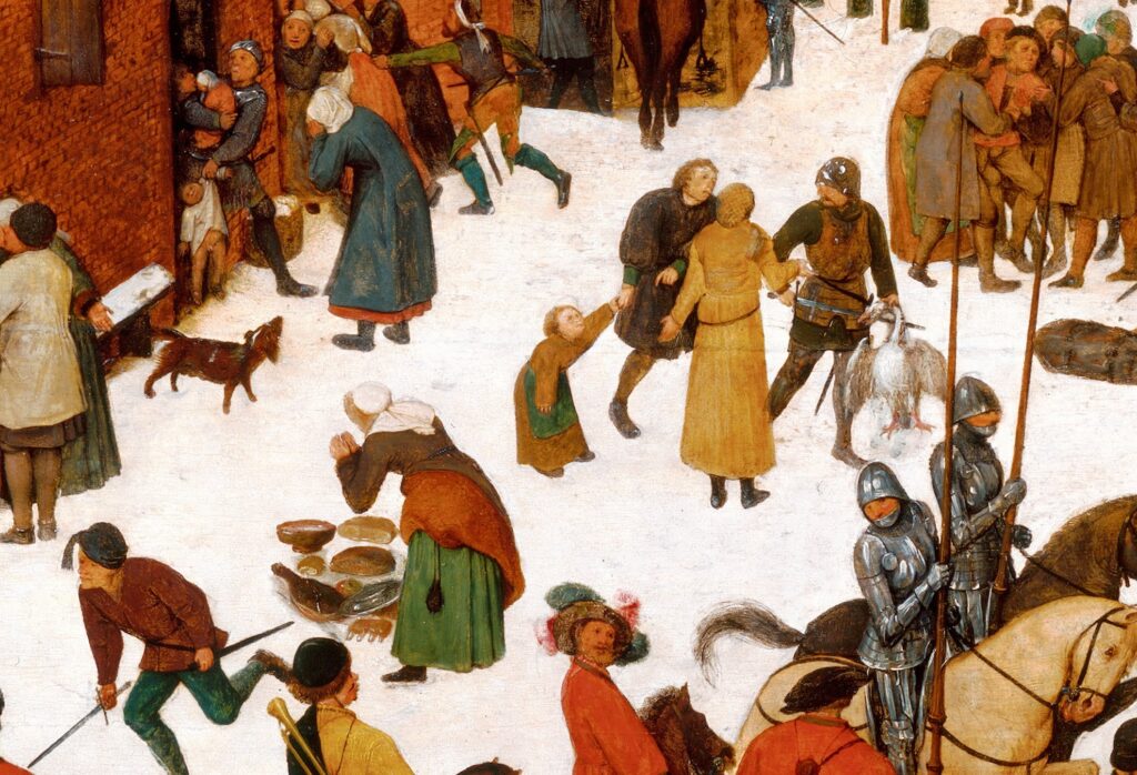 Pieter Bruegel winter: Pieter Bruegel the Elder, The Massacre of the Innocents, 1565-1567, British Royal Collection, Windsor Castle, UK. Detail
