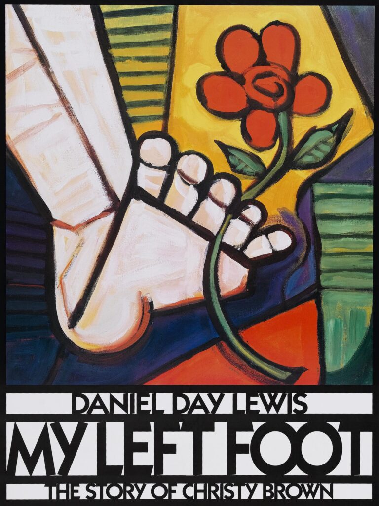 movies about artists: Poster of My Left Foot, directed by Jim Sheridan, 1989.
