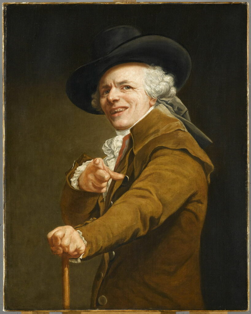 Joseph Ducreux: Joseph Ducreux, Self-Portrait in the Guise of a Mocker, 1793, Louvre, Paris, France.
