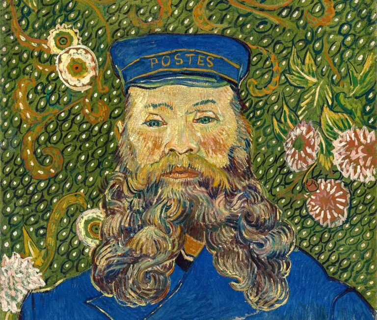 exhibitions spring US: Vincent van Gogh, Portrait of Joseph Roulin, 1889, Museum of Modern Art, New York City, NY, USA. Detail.
