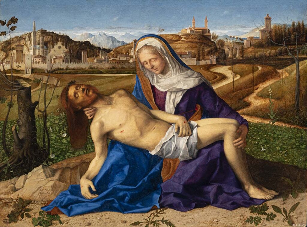 Virgin Mary paintings: Giovanni Bellini, Martinengo Pietà, c. 1505, Gallerie dell’Accademia, Venice, Italy.
