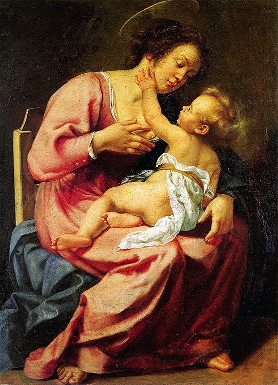 Virgin Mary paintings: Artemisia Gentileschi, Virgin with the Child, c. 1613–1614, Galleria Spada, Rome, Italy.
