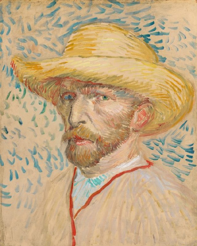 A Fire In His Soul: Vincent van Gogh, Self-Portrait with Straw Hat, 1887, Van Gogh Museum, Amsterdam, Netherlands.
