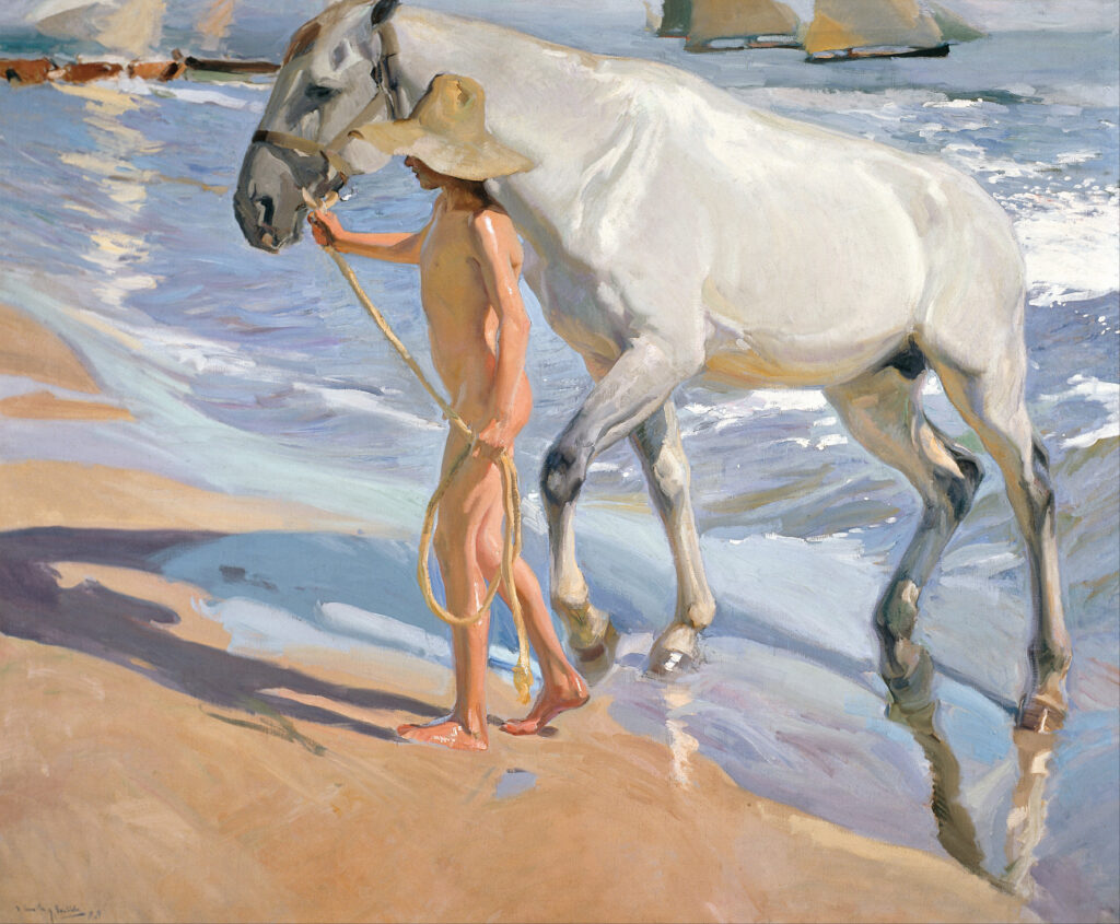 Joaquin Sorolla Paintings: Joaquín Sorolla, The Horse’s Bath, 1909, Sorolla Museum, Madrid, Spain.
