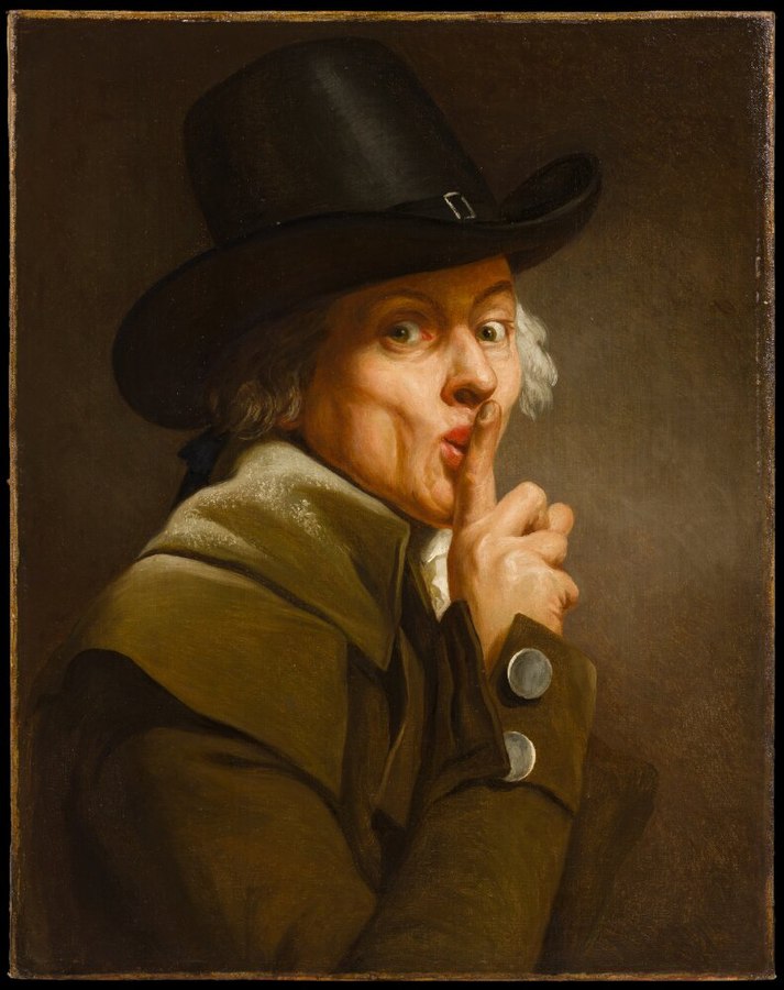 Joseph Ducreux: Joseph Ducreux, Le Silence (The Silence), 1790s, Nationalmuseum, Stockholm, Sweden.
