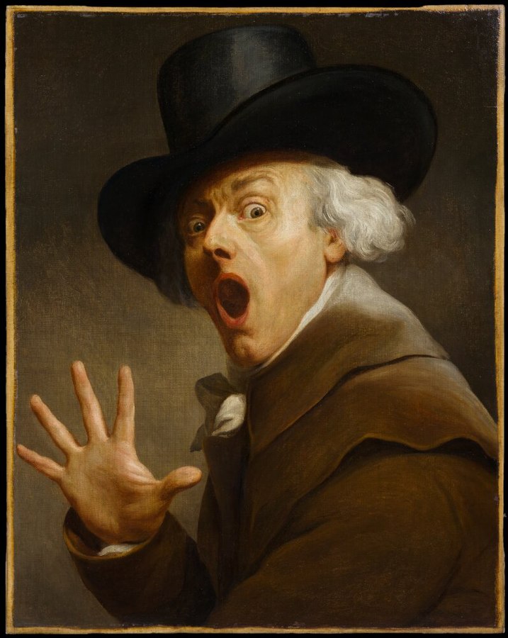 Joseph Ducreux: Joseph Ducreux, La Suprise (The Surprise), 1790s, Nationalmuseum, Stockholm, Sweden.
