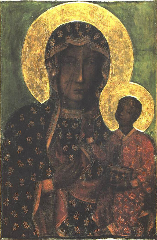 Virgin Mary paintings: Black Madonna of Częstochowa, early 14th century, Jasna Gora Monastery, Częstochowa, Poland.
