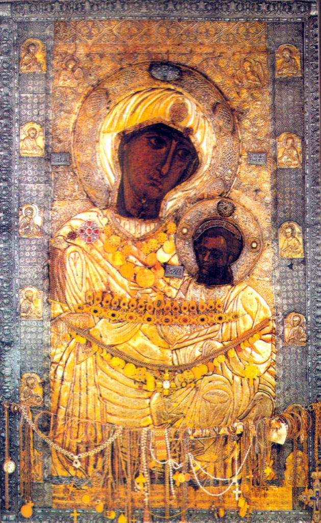 Virgin Mary paintings: Apostle Saint Luke, Panagia Portaitissa, 999, Monastery of Iviron, Greece.
