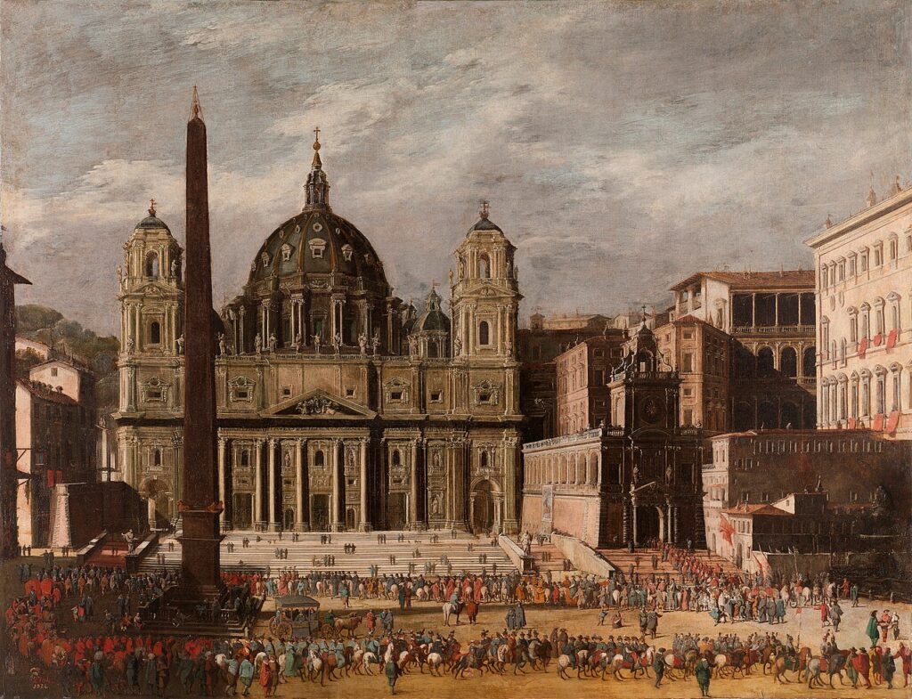 Giovanna Garzoni Zaga Christ: Viviano Codazzi, Exterior of Saint Peter’s, Rome, c. 1630, Museo del Prado, Madrid, Spain.
