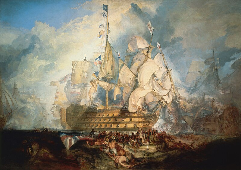 Turner exhibition: J. M. W. Turner, The Battle of Trafalgar, 21st October 1805, 1822–1824, National Maritime Museum, Greenwich, London, UK.
