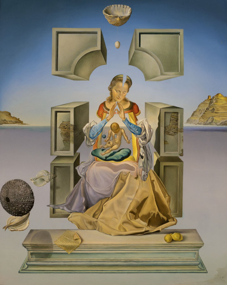 Virgin Mary paintings: Salvador Dalí, The Madonna of Port Lligat, 1949, Haggerty Museum of Art, Milwaukee, WI, USA.
