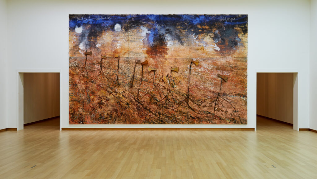 anselm kiefer amsterdam: Anselm Kiefer, Beilzeit—Wolfzeit, 2019, installation view of Anselm Kiefer—Sag mir wo die Blumend sind, 2025, Stedelijk Museum Amsterdam & Van Gogh Museum, Amsterdam, Netherlands. Courtesy of the artist and Gagosian Gallery. Photo by Michael Floor.
 
